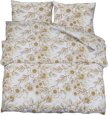 Produktbild von vidaXL Bettwäsche-Set Weiß und Braun 240x220 cm Baumwolle