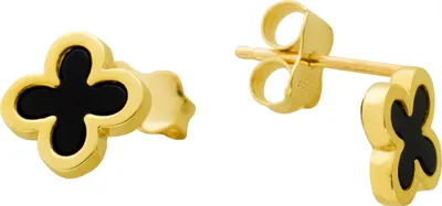 Produktbild von Kleeblatt Ohrstecker Gelbgold 333 8K schwarzer Natur Onyx Edelstein