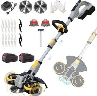 Produktbild von Akku Rasentrimmer, 4in1 Rasenkantenschneider, mit 2× 4000mAh Akku, kompatibel mit Makita-Akkus, Bürstenloser Motor, Gartengerate mit Unkrautbürste