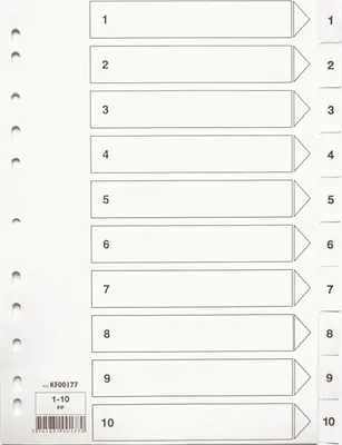 Produktbild von Register A4 PP 1-10 weiß Packung mit 50 Stück