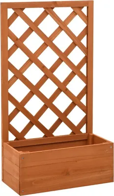 Zdjęcie produktu dla Krata ogrodowa ze skrzynką na kwiaty pomarańczowa 50x25x90 cm drewno jodłowe