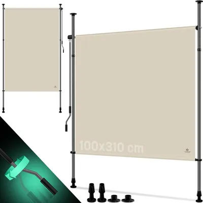 Produktbild von KESSER® Klemmmarkise Senkrechtmarkise außen Ausziehbar & Blickdicht | Vertikalmarkise mit Handkurbel ohne Bohren | Balkon-Sichtschutz & Windschutz für Garten & Terrasse Wasserfest
