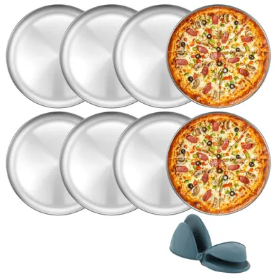 Pizzaplatte rund 30 cm, 8er-Set, Edelstahl, ofenfest