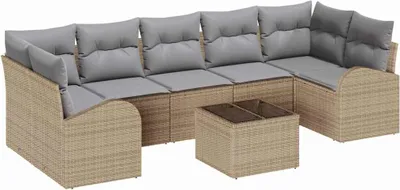 Produktbild von vidaXL Gartensofa-set Beige 55 x 55 x 37 cm Poly-Rattan
