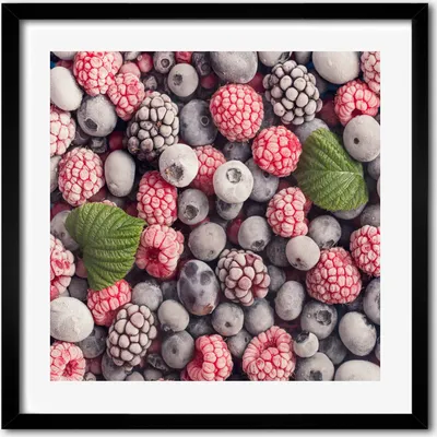 Produktbild von Bild - 50 cm x 50 cm - MDF - Rahmen, Wandkunst - Gefrorene Waldfrüchte