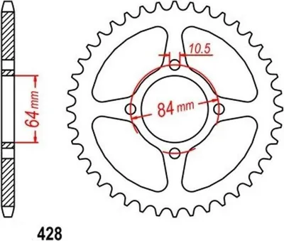 Produktbild von Kettenrad 51 Z Teilung 428 für SUZUKI RV 125 Van Van 03-15 Rear sprocket