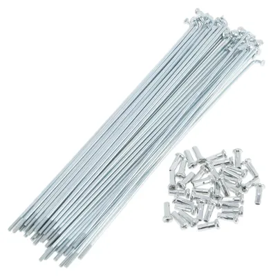 Imagen del producto de Juego de 36 radios para bicicleta - Acero al carbono galvanizado de 14G - Longitud de 165 mm - Duraderas - Resistentes a los golpes - Mejora para neumáticos de bicicleta - Radios