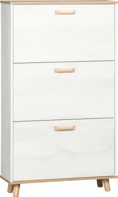 Produktbild von HOMCOM Moderner Schuhschrank, Schuhregal mit 3 klappbaren Schubladen für 12 Paar Schuhe und verstellbarem Regal für Flur, Eingangsbereich, 70 x 23,5 x 122 cm, Weiß