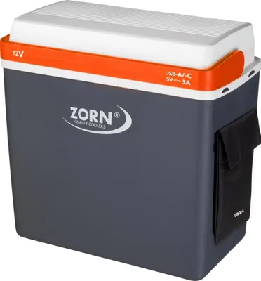 Produktbild von Zorn Kühlbox elektrisch ZA24 12V & USB Anschluss grau/weiß/orange 21,9 L