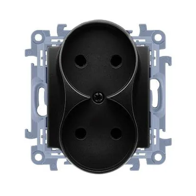 Immagine prodotto di Presa doppia senza messa a terra (modulo) 16A, 250V, terminali a vite nero opaco Simon10 CG2M.01/49
