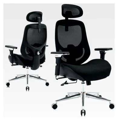 Produktbild von Ergonomischer Bürostuhl bis 230 kg mit Kopfstütze - Hochlehne aus Netzstoff & 4D Armlehnen - Gaming Stuhl für große Personen - Verstellbare Lendenwirbelstütze & 120° Wippfunktion für das Homeoffice