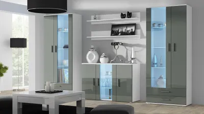 Zdjęcie produktu dla Komoda SOHO S7 120 cm biało-szara z połyskiem