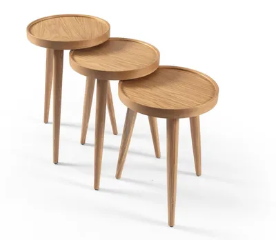 Produktbild von Skye Decor, Hochwertiger Nesting Tisch (3 Teile) - Saphir Eiche, 100% Eichenholz