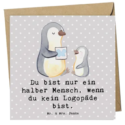 Produktbild von Mr. & Mrs. Panda Klappkarte Logopäde Herz - Grau Pastell - Geschenk, Ausbildung, Studium, doppelkarte, faltkarte, Spruch, Glückwunschkarte, Grußkarte, anlasskarte, Lustig