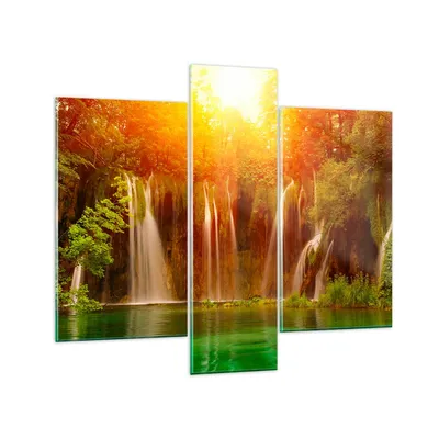 Produktbild von Bilder auf glas - Kroatien nationalpark wasserfall - 95x80cm - Glasbilder - Wandbilder - Kunstdruck - zum Aufhängen bereit - Wanddekoration aus Glas - Glas Bilder - Wandbild auf Glas - GCB95x80-2228