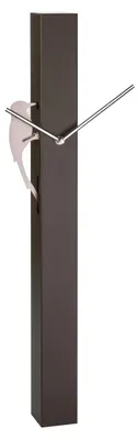 A clock with a bird figure on a white background.