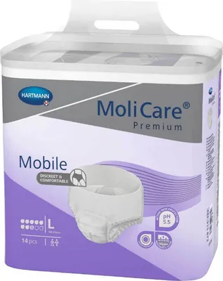 Produktbild von MoliCare® Premium Mobile 8 Tropfen – Größe L, 4x14 Stück für sicheren Schutz bei schwerer Inkontinen