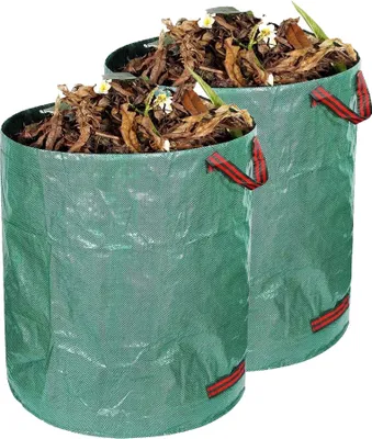 Obrázek produktu pro Balení 2 velkokapacitních zahradních pytlů, 120L opakovaně použitelné těžké zahradní pytle, vodotěsný pytel na listí na zahradě u bazénu