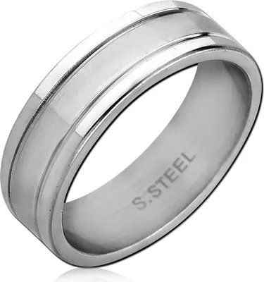 Produktbild von viva-adorno Gr. 63 (20,0 mm Ø) Damen Herren Ring Bandring Rillen Fingerring Edelstahl Ring glänzend poliert silber RS61b,
