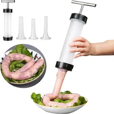 Produktbild von Famanu Wurstfüller - Handgerät für selbstgemachte Würste - 3 verschiedene Füllrohre