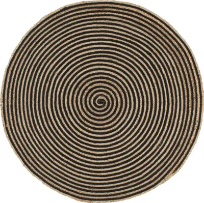 Immagine prodotto di Tappeto di iuta fatto a mano con disegno a spirale nero 90 cm