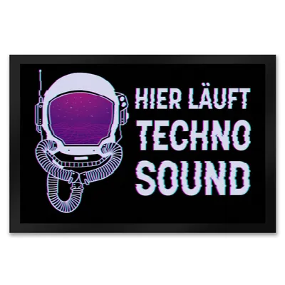 Produktbild von Hier läuft Techno Sound Fußmatte XXL in 50x75 cm mit Astronautenhelm für Raver