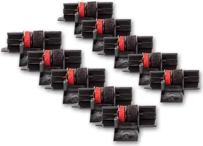 Produktbild von vhbw 10x Farbrolle, Farbwalze Schwarz Rot kompatibel mit Canon MP 121 LTS/MG, 120 MG-ES II, 12D Taschenrechner, Registrierkasse