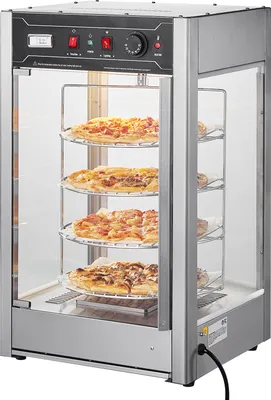 Obrázek produktu pro SucceBuy Komerční ohřívač potravin pro 14palcové pizzy, 4stupňový ohřívač s rotačním ohřevem páry, regulace teploty od 30 °C do 85 °C, 25 W světlo a horní LED dioda pro pizzerie