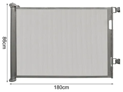 Obrázok produktu pre Bezpečnostná mreža pre deti a domáce zvieratá – schodisková a dverová mreža – pre otvory do 180 cm – do interiéru/exteriéru – plastová – sivá