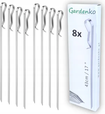 Obrázek produktu pro Gardenko Nerezové grilovací špízy 8ks – ploché jehly 43 cm na maso, zeleninu a kebab