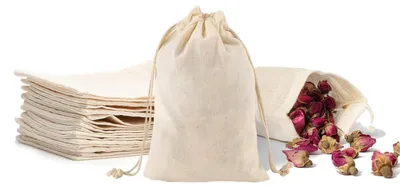 Produktbild von Stoffbeutel mit Zugband 20 Stück 10x15cm Baumwolle zum Bemalen & Befüllen