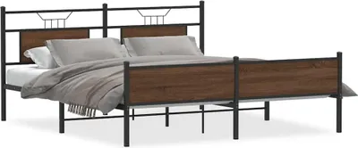 Obrázek produktu pro vidaXL Kovová postel bez matrace Hnědý dubový vzhled 180x200 cm