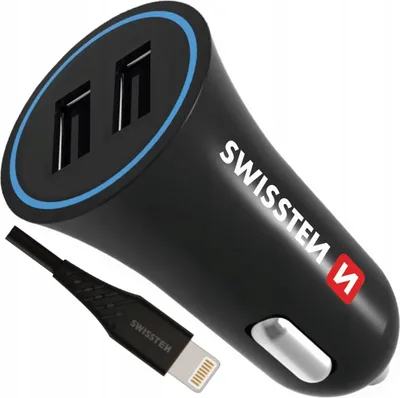Productafbeelding van Swissten 20110910 oplader voor mobiele apparaten, universeel, zwart, sigarettenaansteker, auto