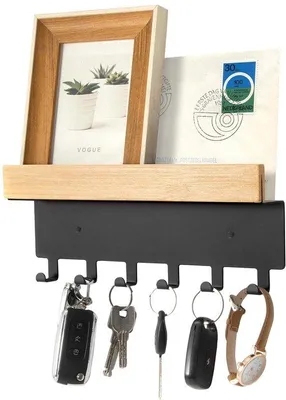 Immagine prodotto di Portachiavi per la casa, 6 ganci, nero, 26 cm