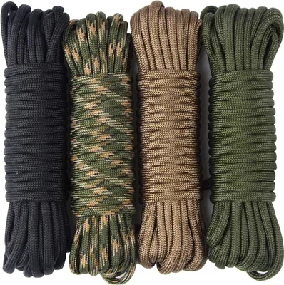 Obrázok produktu pre Paracord Lano 4x 6m, 7 Prameňov, Nylonová Šnúra 4mm, Outdoor Survival, pre DIY projekty
