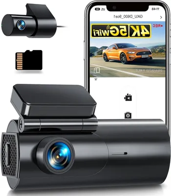 Produktbild von 4K-Dashcam mit Vorder- und Rückkamera – Autokamera mit WLAN – Aufzeichnung sicherer Fahrten – Integriertes WLAN und App