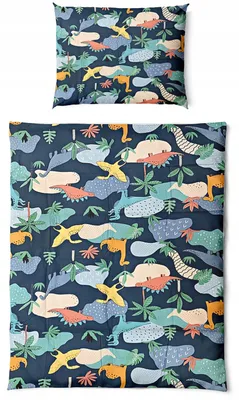 Produktbild von Feretti Kinder Bettwäsche Set Baumwollsatin Dinosaurier 90x120