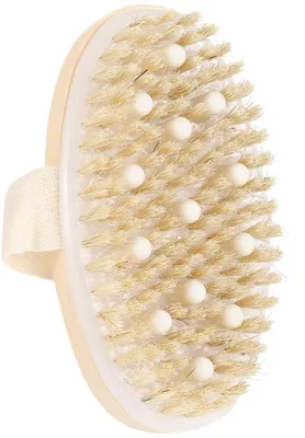 Produktbild von Unyqoos® Trockenbürste für den Körper – exfolierend, ergonomischer Griff mit rutschfestem Leinenriemen und Gummiknöpfen