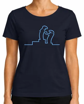 Imagen del producto de Camiseta para mujer con diseño "Linea Strichmännchen Balum Osvaldo Cavandoli Retro", color azul marino, talla S