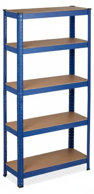 Image de Étagère robuste Relaxdays, dimensions : 150 x 75 x 30 cm, capacité de charge : 875 kg, 5 tablettes, à assembler, pour cave et garage, acier, bleu