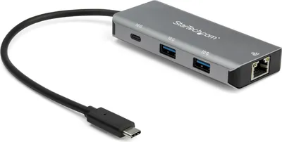 Produktbild von StarTech.com HB31C2A1CGB 3-Port-USB-C-Hub (mit LAN-Anschluss , 10 Gbit/s, 2x USB-A und 1x USB-C, 25 cm Hostkabel) - Hub - 1 x USB-C + 2 x USB 3.1 + 1 x 10/100/1000 - Desktop - für P/N: PEXUSB321C