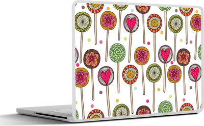Produktbild von MuchoWow® Laptop Aufkleber Sticker Cover Muster - Lollipop - Herzen - Süßigkeiten 30x22 cm - Laptop-Sticker