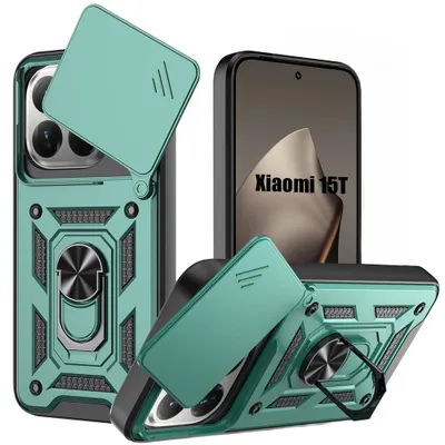 Image de Coque pour Xiaomi 15T, Protection Robuste Renforcée avec Cache Caméra Anti-Rayures - Vert