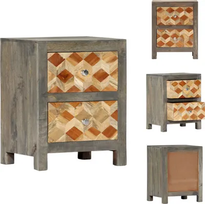 Produktbild von vidaXL Nachttisch Grau 40x30x50 cm Massivholz Mango -  Nachttische