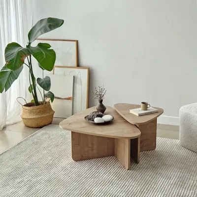 Immagine prodotto di Skye Decor, set di tavolini da caffè di alta qualità (2 pezzi), rovere zaffiro, 90 x 35 x 60 cm e 60 x 40 x 40 cm | Pannello truciolare rivestito al 100% in melamina, spessore 18 mm | Design moderno per la tua casa.