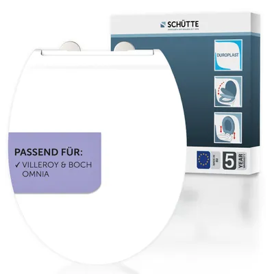 Produktbild von SCHÜTTE WC-Sitz passend für Villeroy & Boch OMNIA, mit Absenkautomatik und Schnellverschluss, weiß