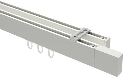 Produktbild von Interdeco Innenlaufstange / Gardinenstange mit Innenlauf Weiß, Typ Smartline Lox (Quader) Deckenmontage, 14x35 mm 2-läufig, 220 cm
