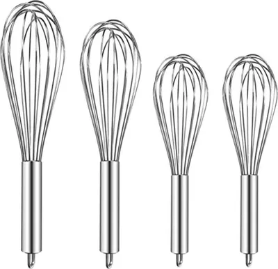 Produktbild von 4er Set Schneebesen aus Edelstahl, Schneebesen, Ballonschneebesen, Küchenutensilien zum Mischen, 20 cm + 20 cm + 25 cm + 30 cm