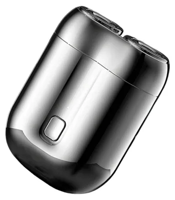 Produktbild von Herrenrasierer, tragbarer Elektrorasierer, schwimmende Doppelkopf-Magnetklinge, Schutzhüllendesign, Silber