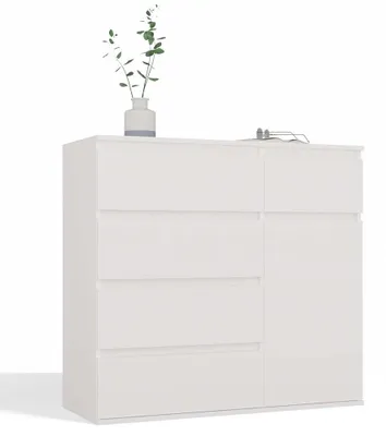 Produktbild von Malwa 1D5S Kommode Weiß mit 5 grifflosen Schubladen, 93x100x40 cm (HxBxT)